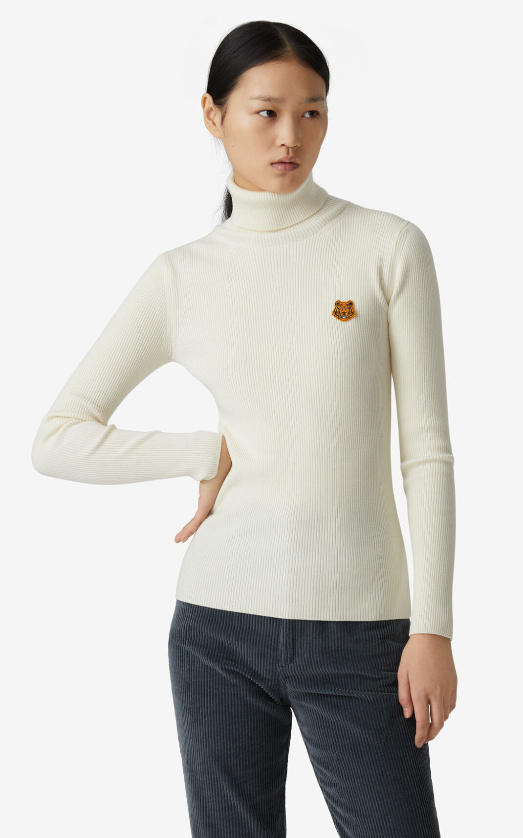 Kenzo Tiger Crest roll neck Kazak Bayan Beyaz | 2531-XOFIS